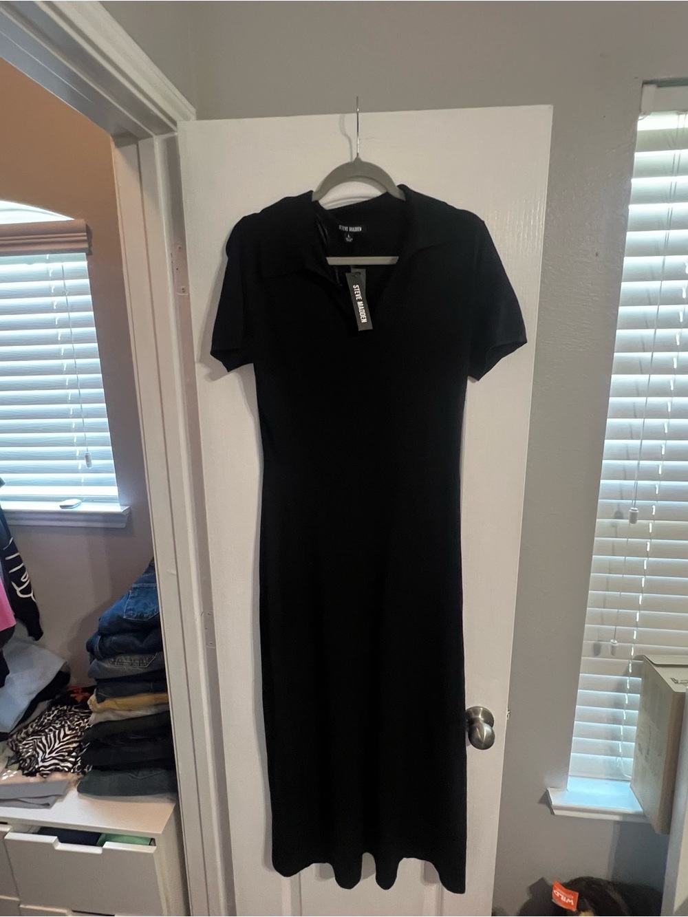 Steve Madden Black Polo Midi Dress
